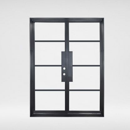 Iron Double French Door – 72"x96", Right hand, 4-Lite, Square Top
