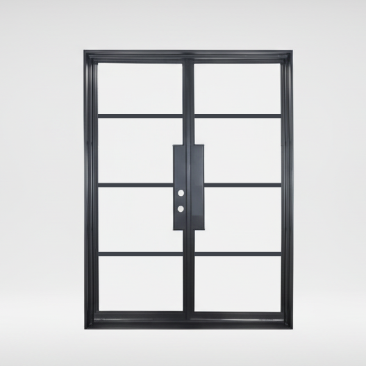 Iron Double French Door – 72"x96", Right hand, 4-Lite, Square Top