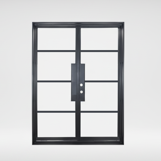 Iron double French door square top 4-lite exterior Texas Glass Door