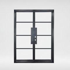 Iron double French door square top 4-lite exterior Texas Glass Door