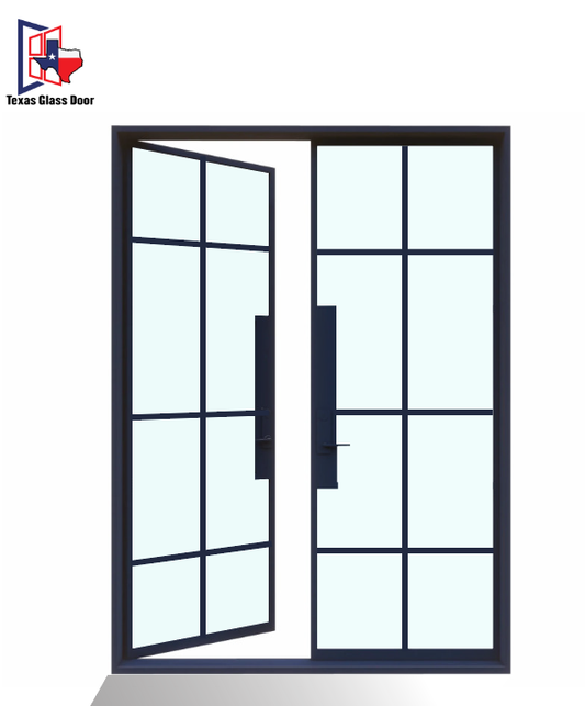 Iron Double French Door- Square Top- 8 Line