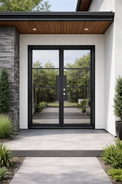 Iron double French door square top 4-lite interior Texas