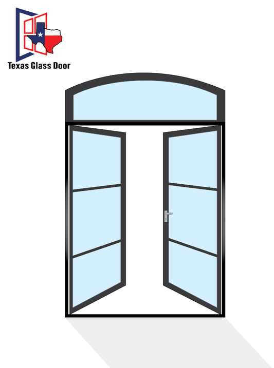 Aluminum Double French Door - Arched Top - 3 Line