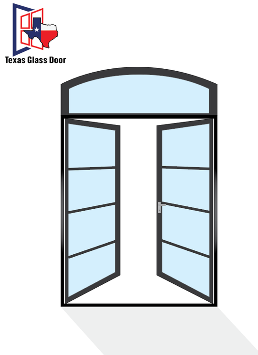 Aluminum Double French Door - Arched Top - 4 Line