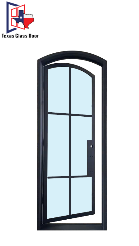 Iron Single French Door- Arched Top- 6 Line