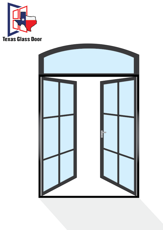 Aluminum Double French Door - Arched Top - 6 Line