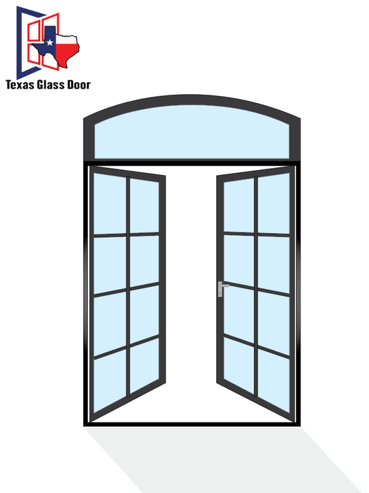 Aluminum Double French Door - Arched Top - 8 Line