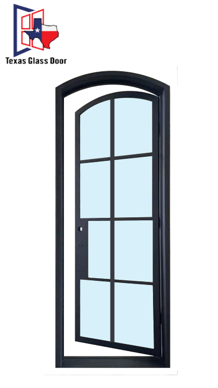 Iron Single French Door- Arched Top- 8 Line