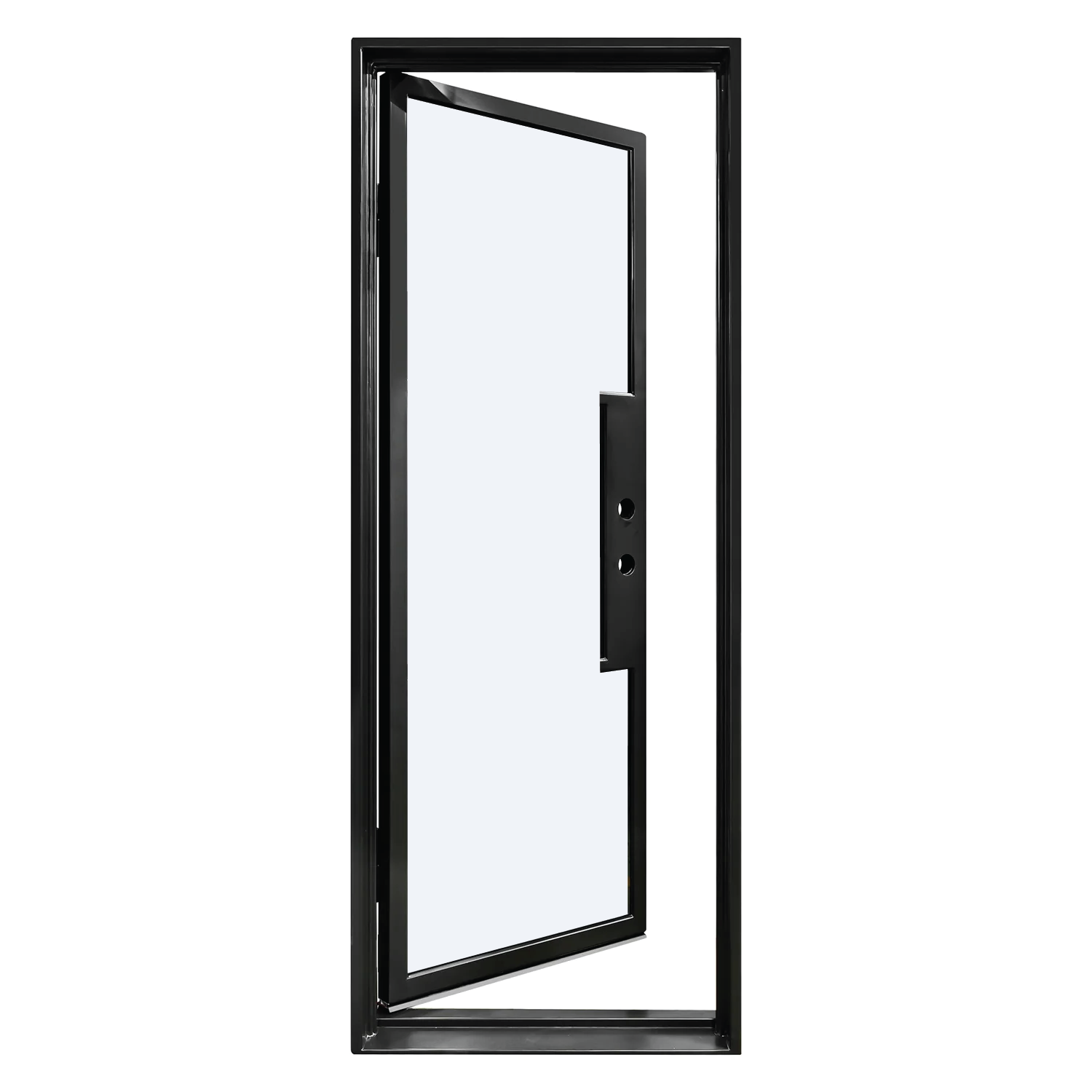 Iron single French door square top 0-lite full glass exterior Texas Glass Door