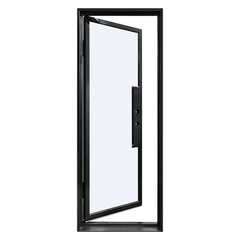 Iron single French door square top 0-lite full glass exterior Texas Glass Door