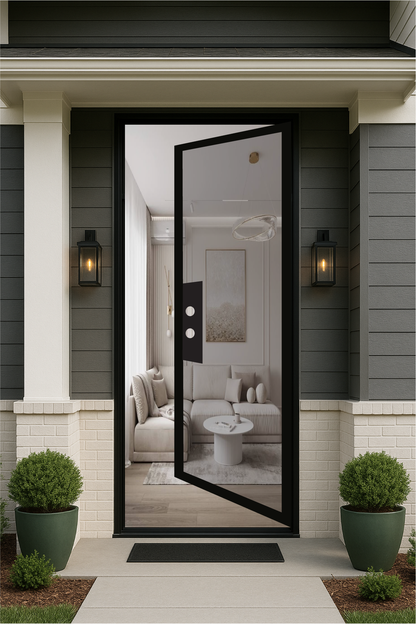 Iron Single French Door- Square Top- 1 Line