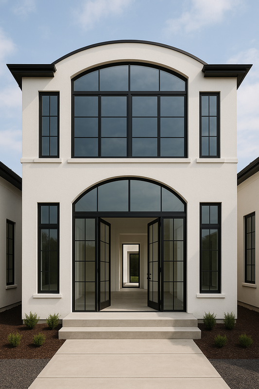 Iron Double French Door- with two Sidelights and Arched