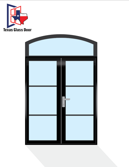 Aluminum Double French Door - Arched Top - 3 Line