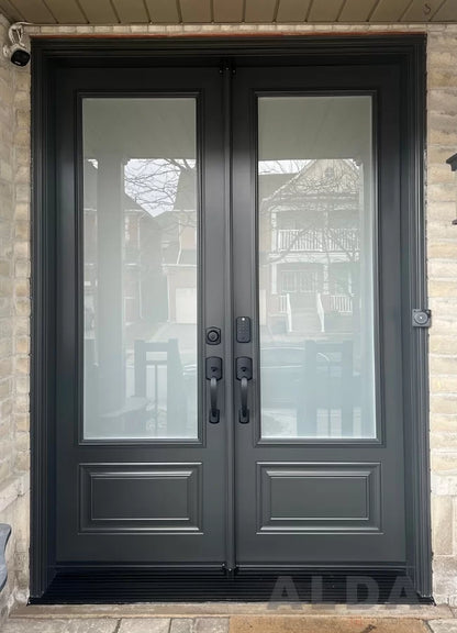 Iron Double French Door- 3 Line- Arched Top