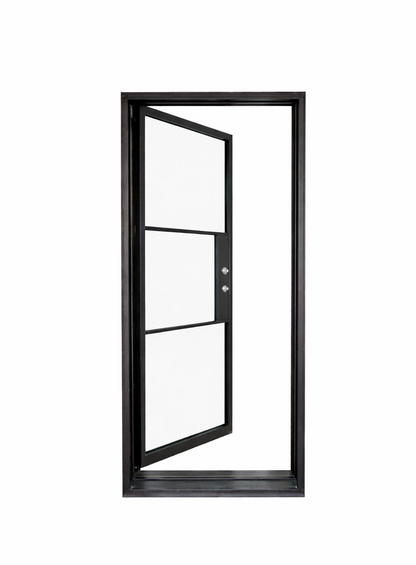 Iron Single French Door – 37"x80", Left hand, 3-Lite, Square Top