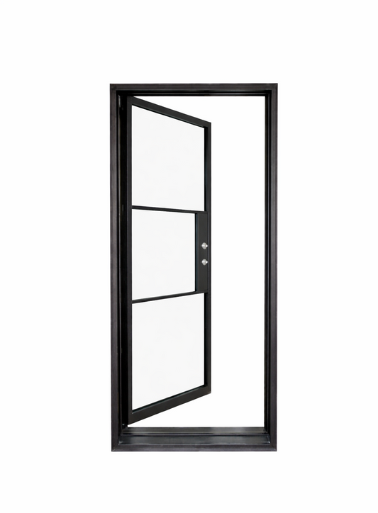 Iron Single French Door – 37"x80", Left hand, 3-Lite, Square Top