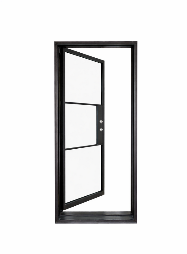 Iron Single French Door – 36"x96", Left hand, 3-Lite, Square Top