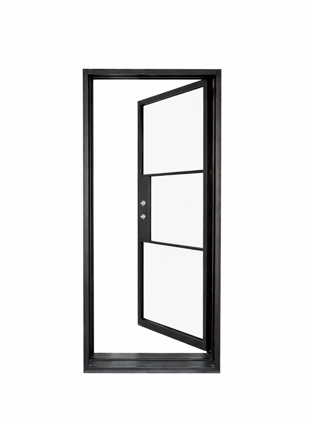 Iron single French door square top 3-lite exterior Texas Glass Door