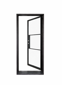 Iron single French door square top 3-lite exterior Texas Glass Door