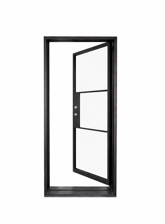 Iron Single French Door – Square Top, 3-Lite