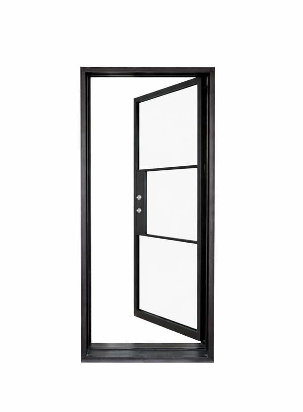 Iron single French door square top 3-lite exterior Texas Glass Door