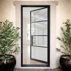 Iron single French door square top 4-lite interior Texas