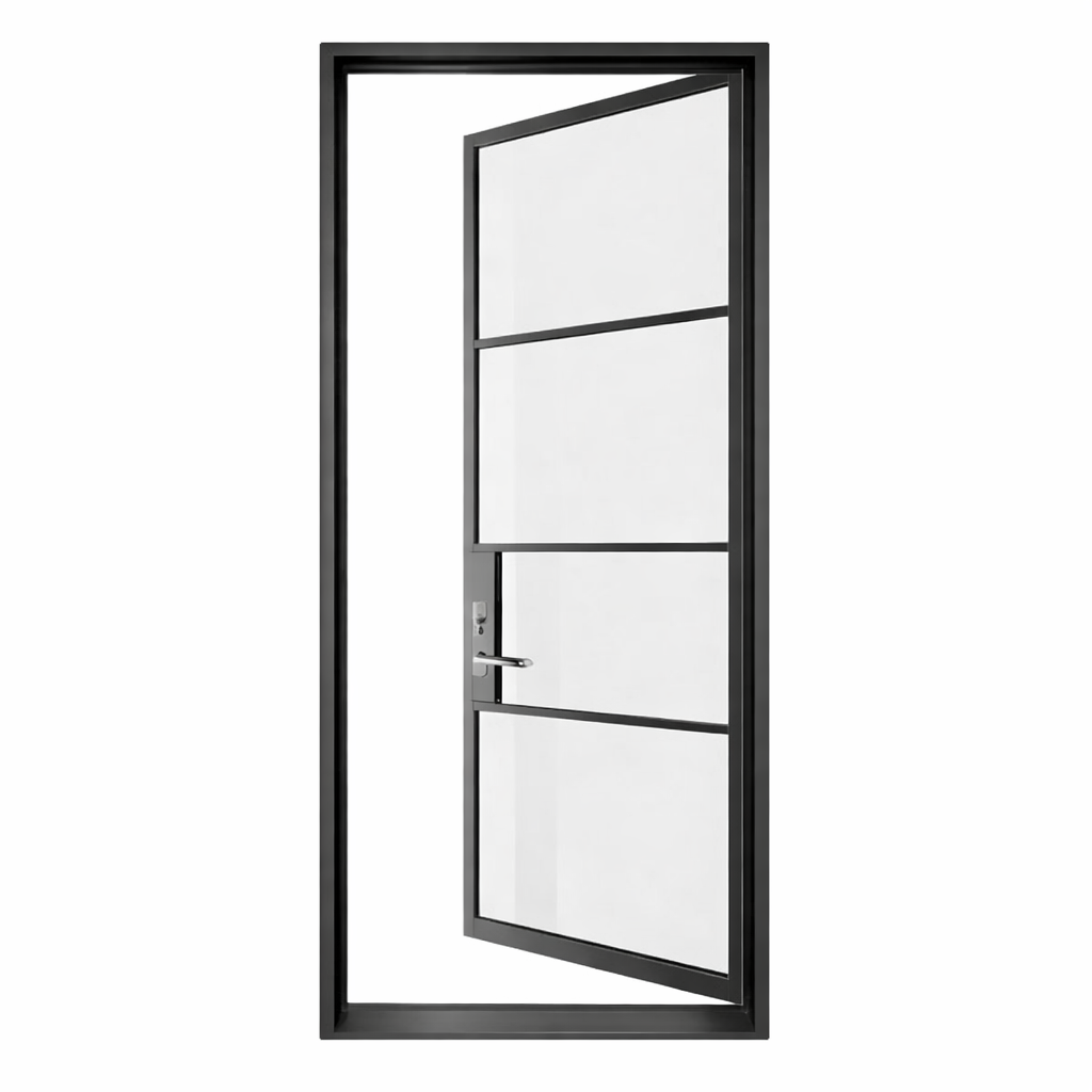 Iron single French door square top 4-lite exterior Texas Glass Door