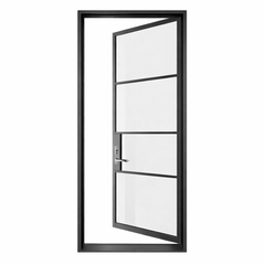 Iron single French door square top 4-lite exterior Texas Glass Door