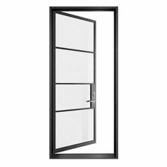 Iron Single French Door – 37"x96", Left hand, 4-Lite, Square Top