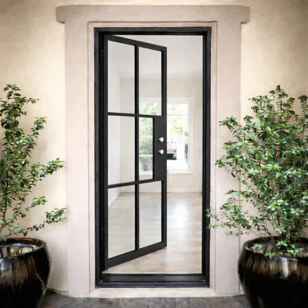 Iron Single French Door – 37"x96", Left hand, 6-Lite, Square Top