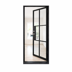 Iron single French door square top 6-lite exterior Texas Glass Door