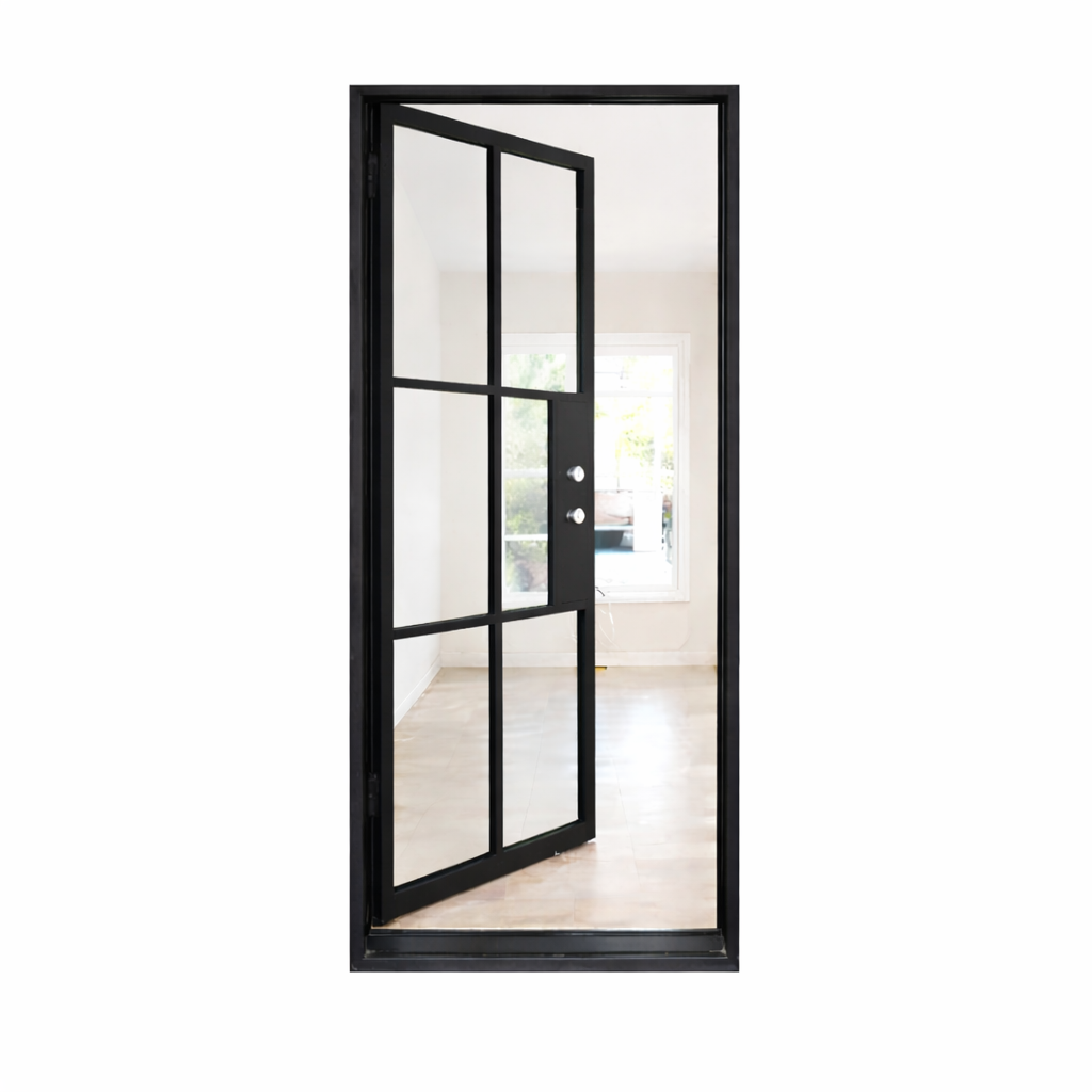 Iron Single French Door – 37"x96", Left hand, 6-Lite, Square Top