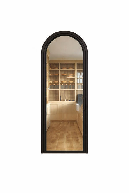 Custom iron single door round top no dividers Texas Glass Door
