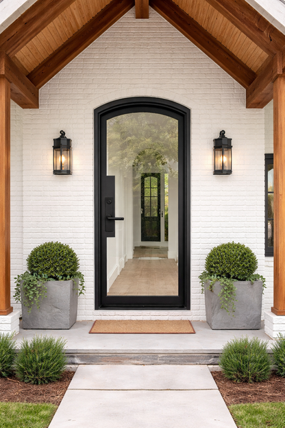 Iron Single French Door – Arch Top, 0-Lite