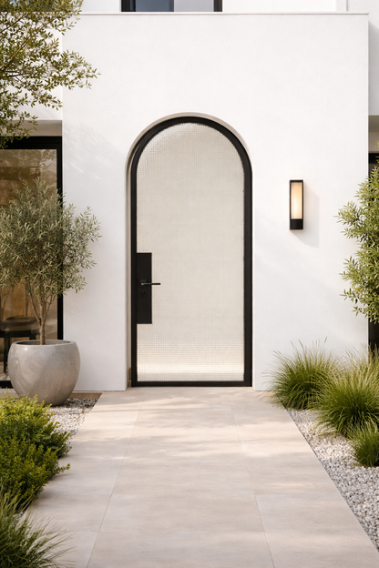 Thermal Break Iron SIngle French Door- Round Top