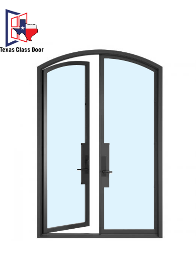 Iron Double French Door- Arched Top- 1 Line