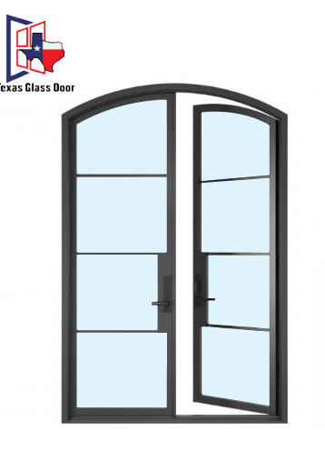 Iron Double French Door- Arched Top- 4 Line