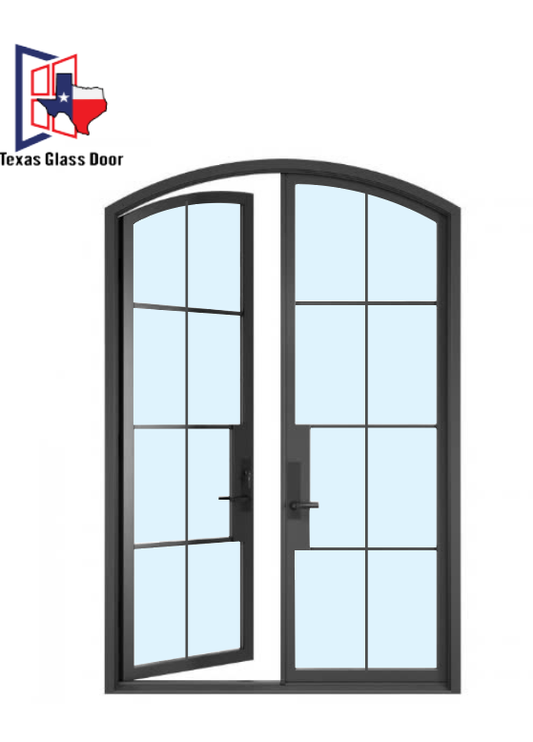 Iron Double French Door- Arched Top- 8 Line