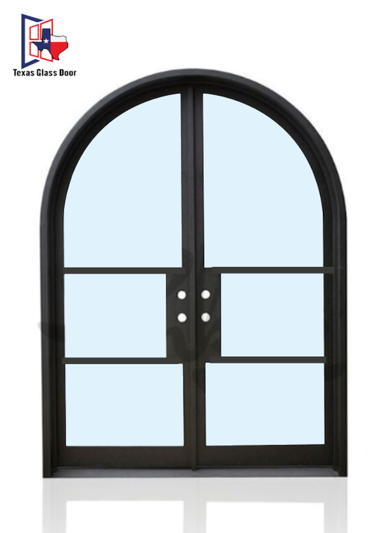 Iron Double French Door- Round Top- 3 Line