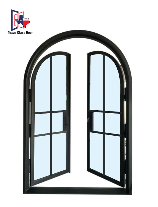 Iron Double French Door- Round Top- 6 Line