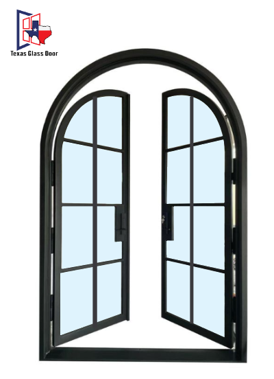 Iron Double French Door- Round Top- 8 Line