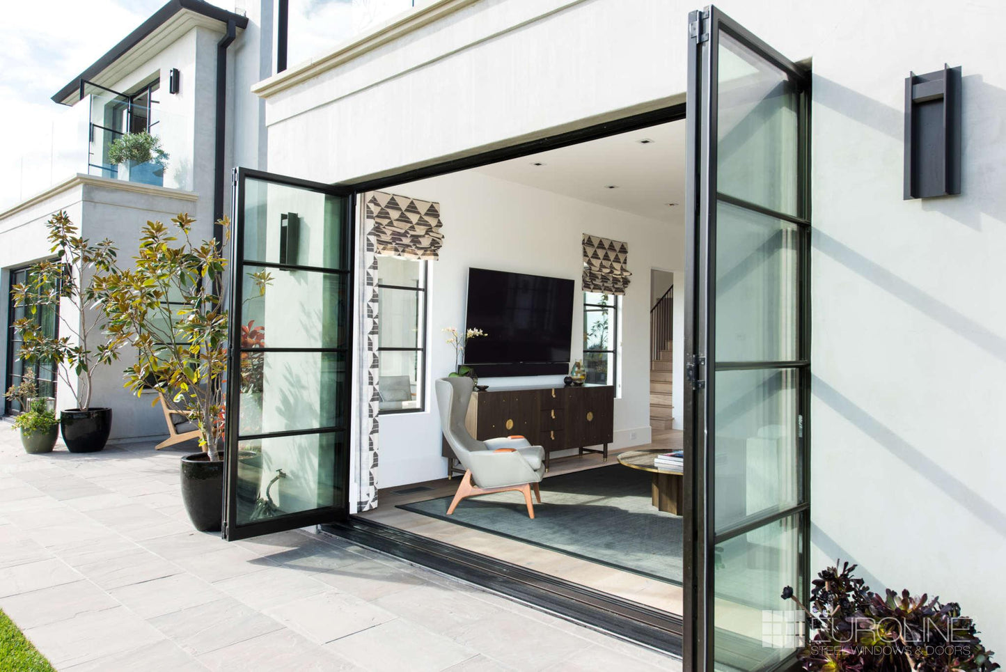 Iron Bi-Folding Glass Door 4 Panel