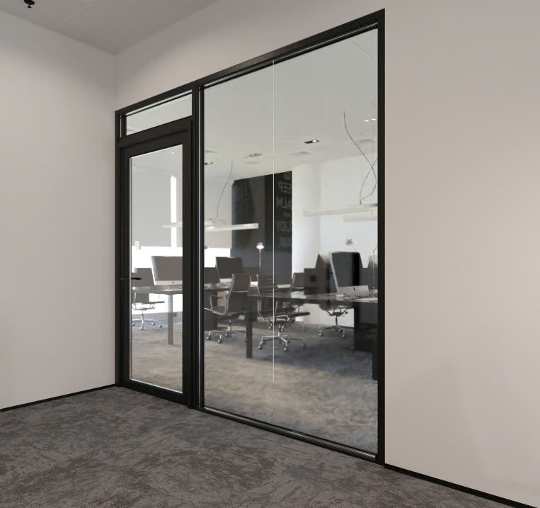 Glass Wall Partition With Single Door