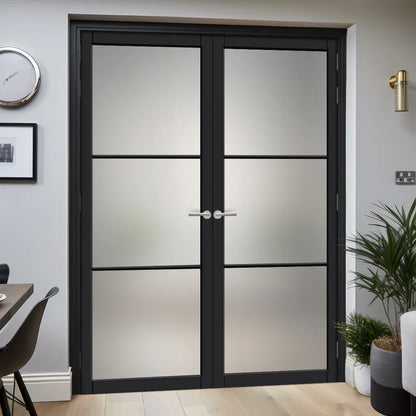 Iron Double French Door- 3 Line- Arched Top