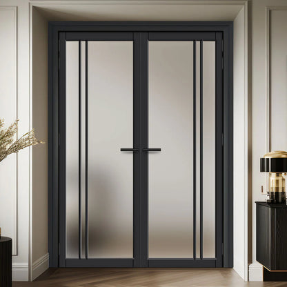 Iron Double French Door- 3 Line- Arched Top