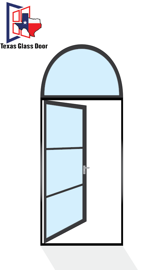 Aluminum Single French Door- Round Top - 3 Line