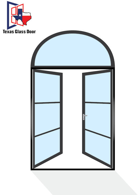 Aluminum Double French Door - Round Top - 3 Line