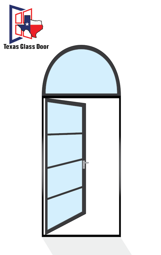 Aluminum Single French Door- Round Top - 4 Line