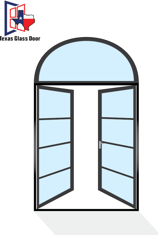 Aluminum Double French Door - Round Top - 4 Line