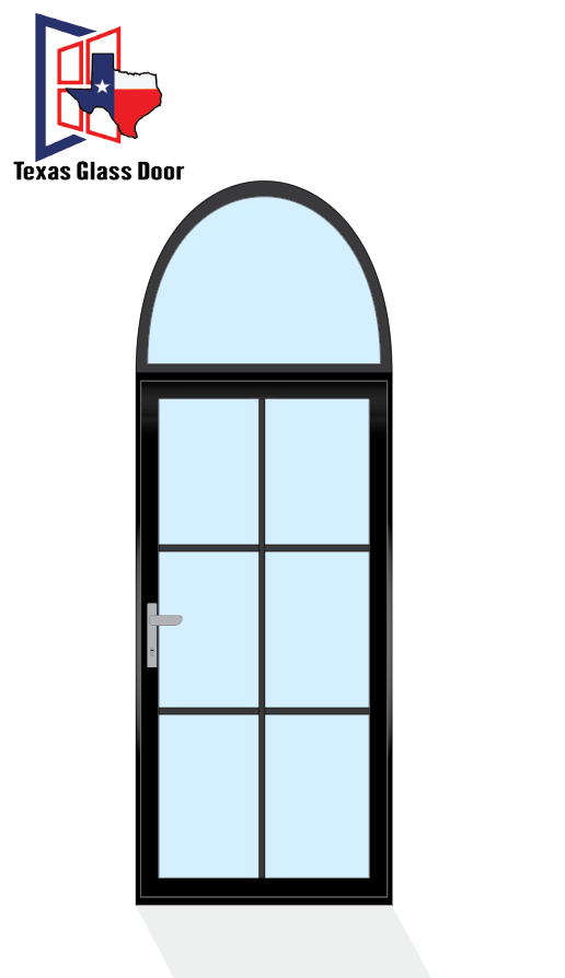 Aluminum Single French Door- Round Top - 6 Line